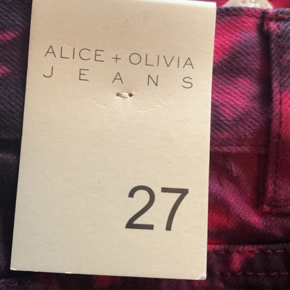 Alice + Olivia Pink and Black Straight Leg Jeans - Picture 10 of 11